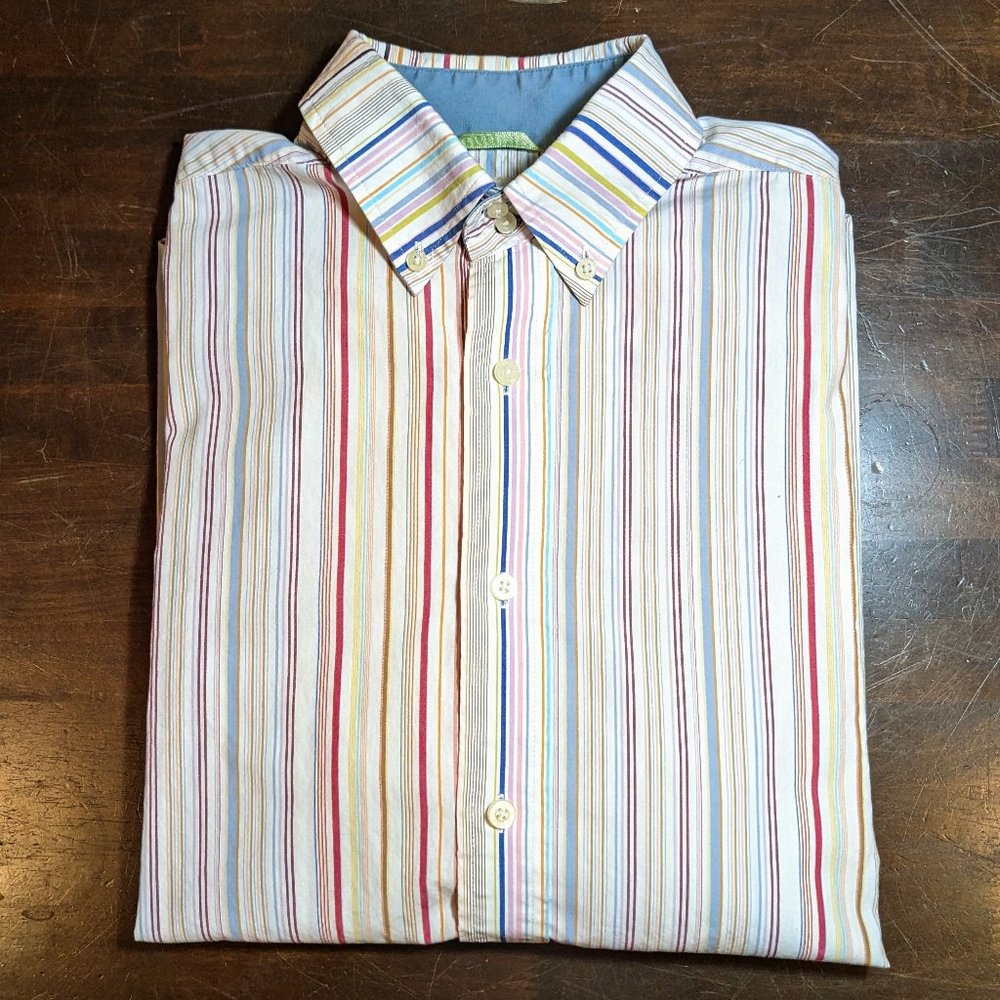 Cubavera Men's Long Sleeve Multicolor Striped Shirt